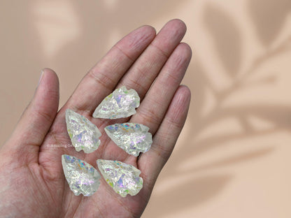 Amazing Gemstone 3 Pieces Angel Aura Quartz Arrowhead, Crystal and Healing Stone Flint Rock Arrow Head - 1 to 1.5 Arrowheads for DIY Project Craft Point Jewelry Making