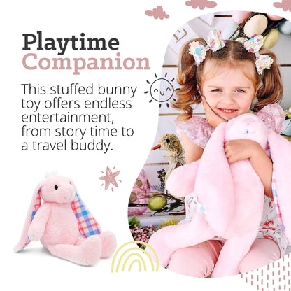 Plushible Easter Bunny Stuffed Animal, 18" (Pink) - Plush, Soft Embroidered Stuffed Bunny Toy for Kids, Newborns, Boys & Girls, Cuddly and Adorable Plush Toys