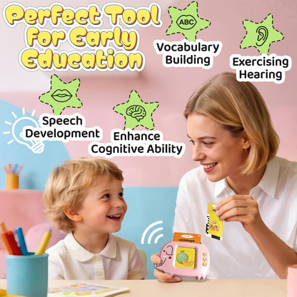Baby Talking Flash Cards for Toddlers 1-3 with 224 Words, Montessori Learning Pocket Speech for Toddler, Card Early Education Device for Autism, Baby Talking Flash Cards for Toddlers 1-3