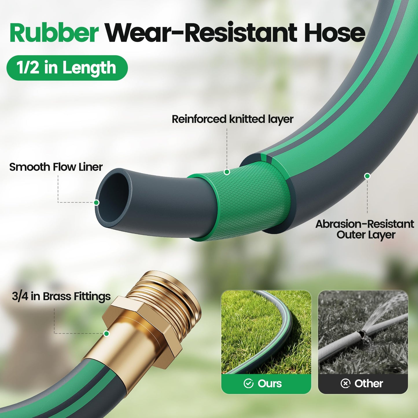 OARKIEV Garden Retractable Hose Reel, 1/2 Inch x 120 ft Wall Mounted Garden Hose Reel with Any Length Lock, Upgraded Slow Return System and 180°Swivel Bracket