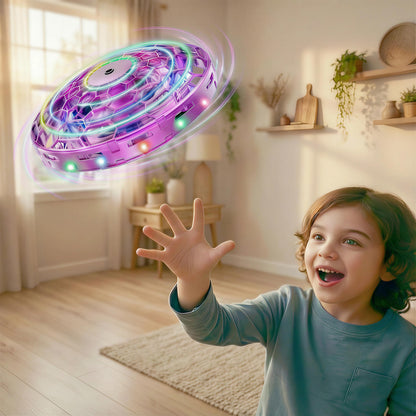 TSM005 Mini Drone for Kids,Hand Operated UFO Toy,Flip Stunt Hover Toy with LED,Easy Indoor Outdoor Flying Toys,Rechargeable UFO Drone for Kids 6-8-12,Cool Christmas Birthday Gifts for Boys Girls (Purple)