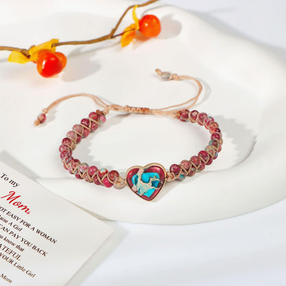 MOOGEEN Jasper Heart Beaded Bracelet for Women, Adjustable Chakra Bracelets for Best Friends, Friendship Gifts for Bestie, Valentines Day Christmas Gifts for Women, Unique Stone Wrap Bracelet