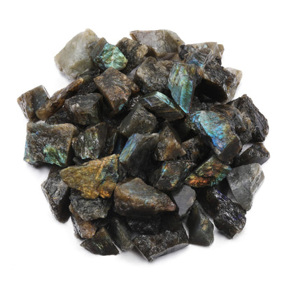 Top Plaza Bulk Labradorite Healing Crystals Rough Stones - Large 1" Natural Raw Stones Crystal for Reiki Healing, Wicca, Witchcraft, Tumbling, Cabbing, Fountain Rocks, Decoration, Polishing 0.5lb