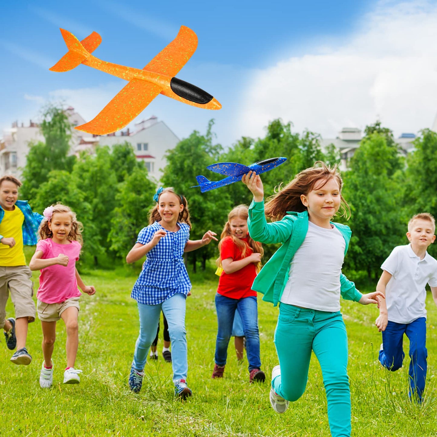 VCOSTORE 2 Pack Foam Airplanes for Kids, 13.3'' Throwing Foam Glider Planes Toys, Flying Styrofoam Kid Airplanes Toy for 3 4 5 6 7 8 9 10 11 12 Year Old Boys Girls with Outdoor Sports Play