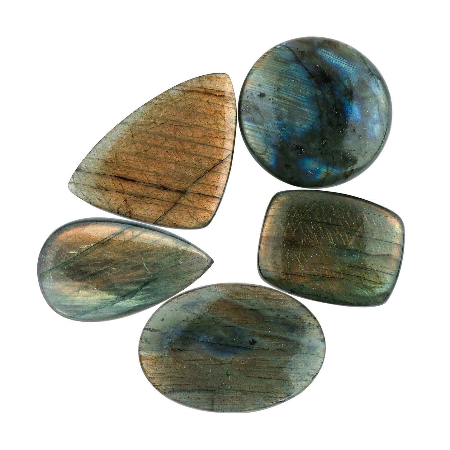 CRYSTALIS Big 5pcs, 25-30+mm, Natural Labradorite Mix Shape Loose Gemstone Wholesale Bulk Cabochons Jewelry Making Supply, Chakra Healing Polished Stones, Wire Wrapping, DIY, Gem Collection