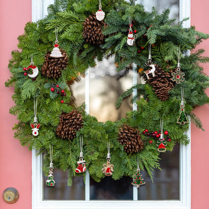 Edenseelake 30 Pcs Christmas Ornaments Set Mini Hanging Resin Metal Christmas Ornament with String for Christmas Tree Decoration