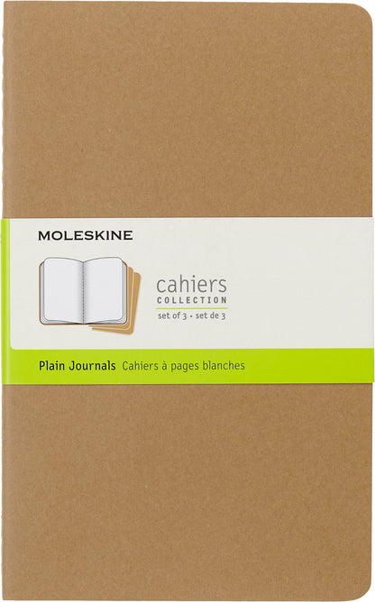 Moleskine Cahier Journal, Soft Cover, Large (5" x 8.25") Ruled/Lined, Black, 80 Pages (Set of 3)