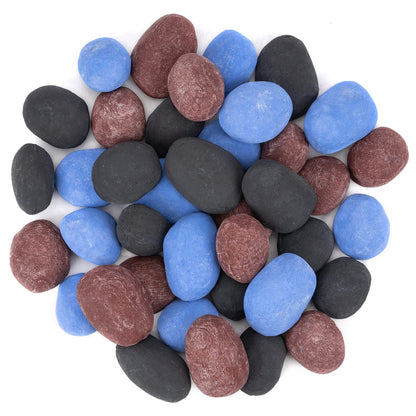 Stanbroil 24pcs Light Weight Ceramic Fiber Pebble Stones for Indoor Outdoor, Gas Inserts, Ventless, Vent Free, Electric, Outdoor Fireplaces and Fire Pits - Black
