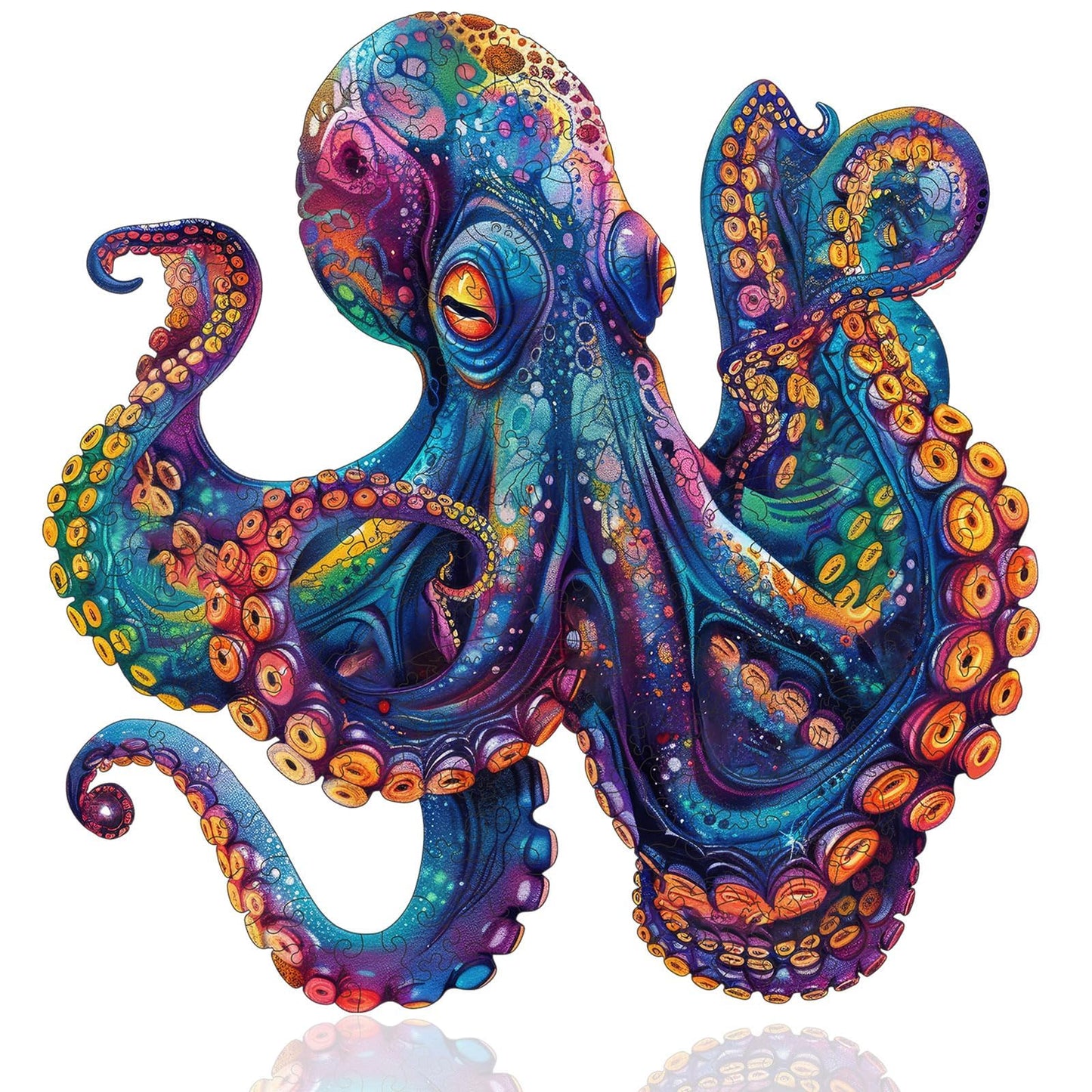 Qiuenisray Wooden Puzzles for Adults 1000 Pieces, Octopus Ocean Jigsaw Puzzles, FSC Certified Unique Shape Adult Puzzles Pieces, Wall Decor for Family Game 23.4x23.5 in