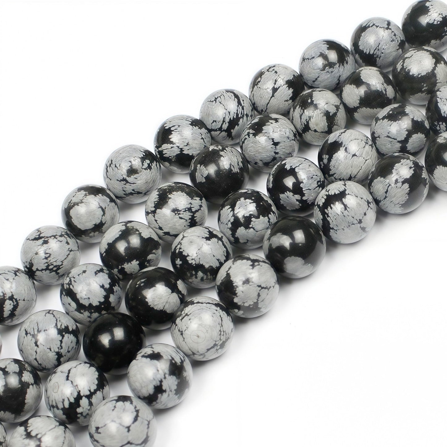 MJDCB Snowflake Obsidian Beads Round Natural Stone Beads for Jewelry Making DIY Bracelet (8mm)