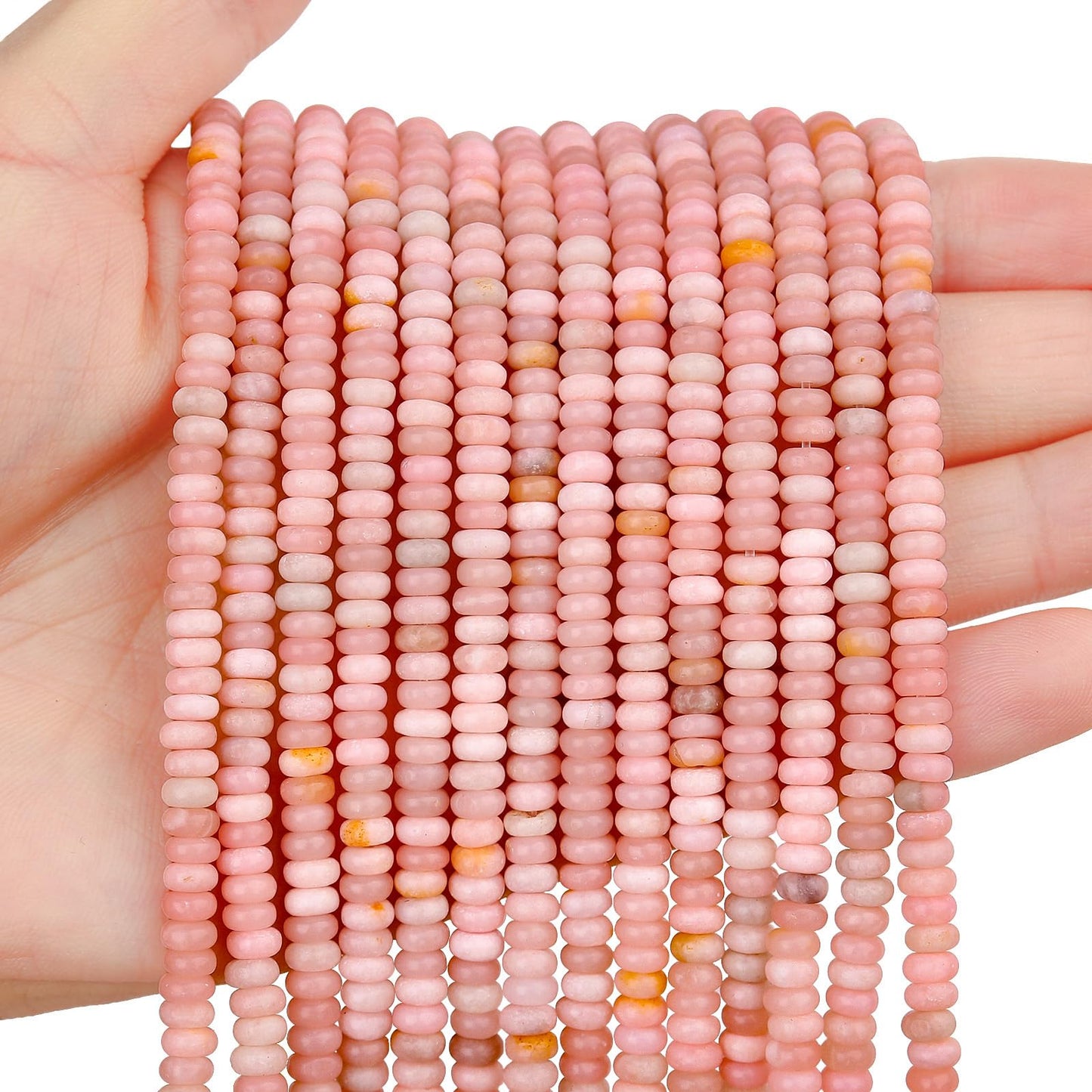BONNY BOXX 1 Strand (150PCs) Natural 2 * 4mm Pink Opal Rondelle Beads, Natural Abacus Disk Stone Beads Loose Spacer Gemstone for DIY Bracelet Necklace Jewelry Making