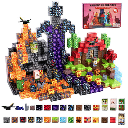 Fitrobust 200 Pack Magnetic Blocks for Kids, STEM Construction Toys with Forest Theme | Creative Educational Games for Ages 3, 4, 5, 6, 7, 8, 9, 10 | Ideal Birthday for Boys & Girls