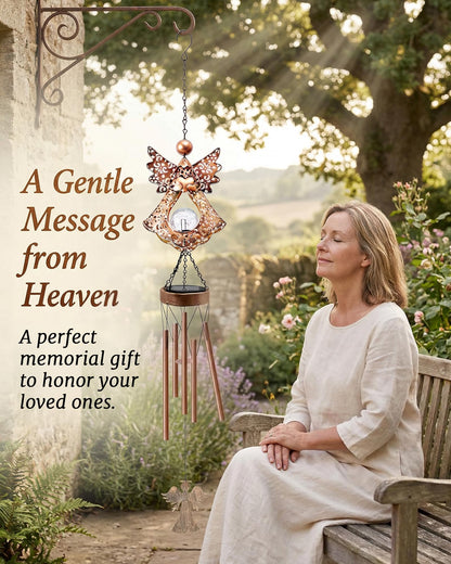 Supdeco Solar Angel Wind Chimes for Outside: Melodious Mother's Day Birthday Gifts for Mom Women Grandma Her Wife - Weatherproof Metal Outdoor Decor Easy Hanging for Garden Patio Tree Window Memorial