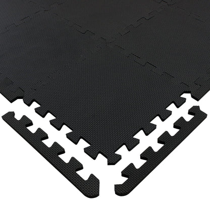 Yostrong® 18 Tiles Interlocking Puzzle Foam Baby Play Mat with Straight Edges for Playing - EVA Babies Crawling Mat | Rubber Floor Work Out Mats for Home Gym. Black. YOC-Db18S18