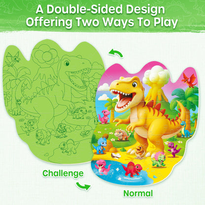 SYNARRY Dinosaur Floor Puzzles for Kids Ages 4-6, Large 45 Piece Floor Puzzles for Kids Ages 3-5, Puzzles for 4-8 Years Old, Dinosaur Toys Easter Basket Stuffers Gifts for 3 4 5 6 7 8 Year Old Boys