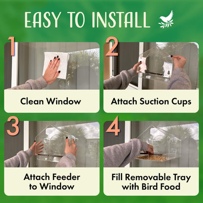 Clear Bird Feeders for Window Viewing Inside - Window Bird House Feeder with Suction Cups - Balcony Birdhouse Feeder with Tray - Easy to Use for Wildlife Lovers, Birding, Kids, Cat, & Elderly