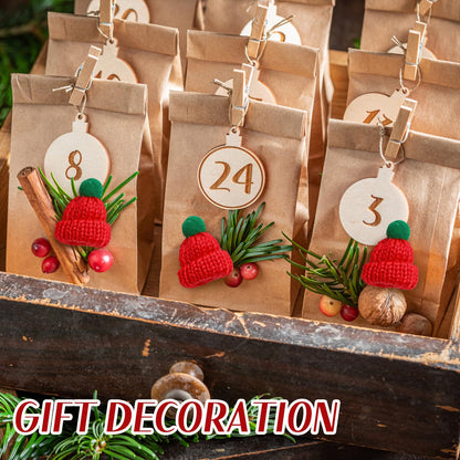 Luckforest Mini Knitting Hats, 24 Pcs Christmas Mini Knitting Doll Hats Mini Wool Hats for Christmas Party Tree Ornaments DIY Art and Craft, 3 Colors