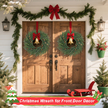 Artgar 26 Inch Pine Wreath - Christmas Wreaths for Front Door - Real Touch Pine Wreath with Pinecones Berries - Large Artificial Green Wreaths for Home Wall Window Porch Farmhouse Outdoor Xmas Decor