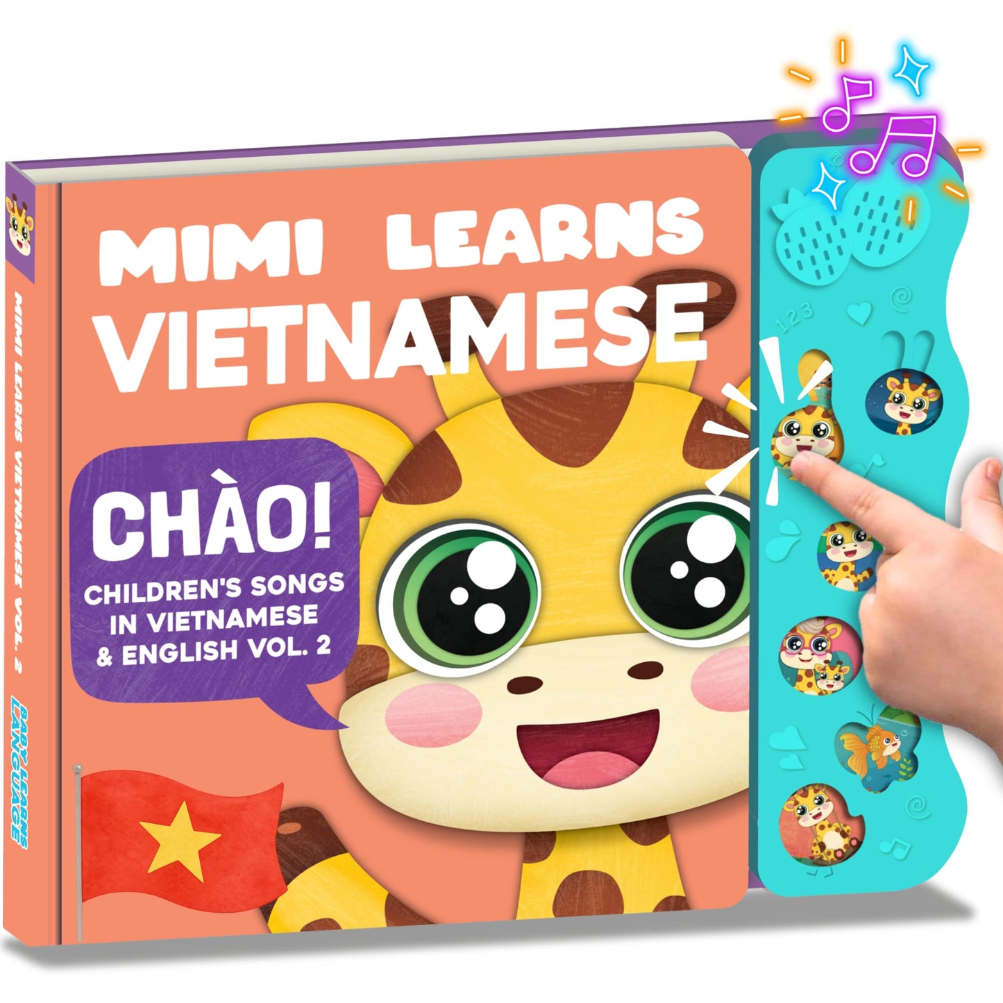 Mimi Learns Vietnamese Vol. 2 — Interactive Sound Board Book for Toddlers 1-3, Bilingual English & Vietnamese Songs & Music, Talking Musical Learning Toy and Gift for Babies & Kids