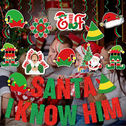 Santa I Know Him Banner Buddy The Elf Christmas Decorations Buddy The Elf Banner for Christmas Elf Decorations