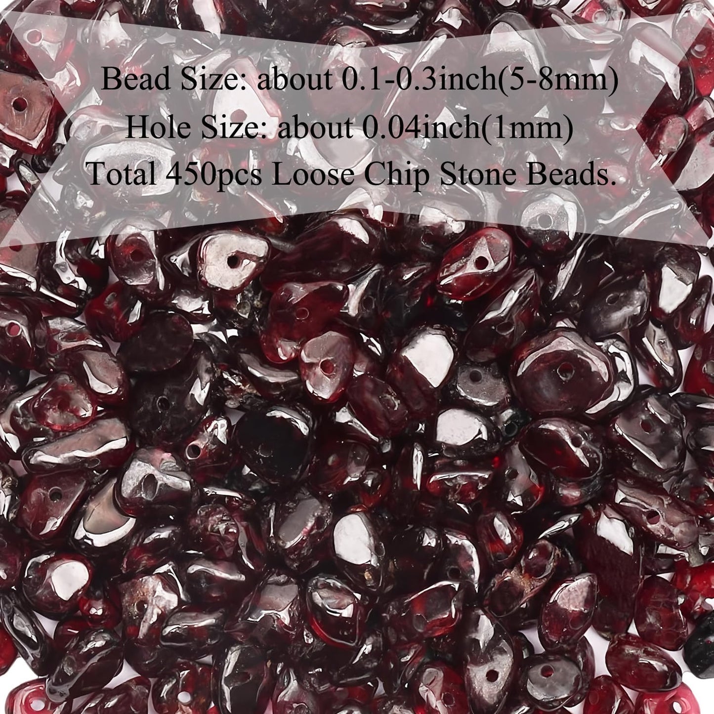 Natural Chip Stone Beads 450pcs Garnet Chips 5-8mm Genuine Real Irregular Healing Crystal Rocks Hole Drilled DIY Loose Gemstone Beads for Jewelry Making Bracelet Earrings Necklace Crafting
