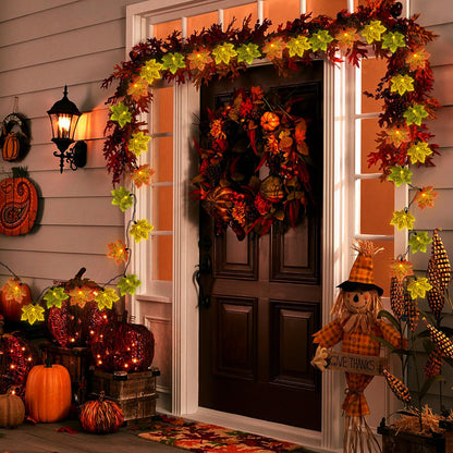SUNSGNE 13.6FT Fall Lights Thanksgiving String Lights, 35LED Orange Yellow Green Maple Leaf String Lights for Thanksgiving Autumn Halloween Party Indoor Bedroom Home Decor
