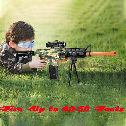 Toy Gun Automatic Sniper Rifle -3 Modes Toy Foam Blasters with Tactical Vest, Bipod, 2 Clips and 150 Darts, Electric Toys for Adults Boys Age 8-12 Gifts for Birthday Xmas