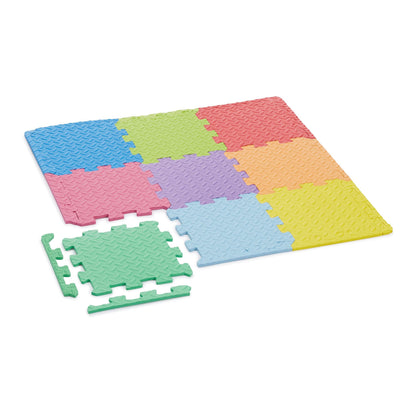 Amazon Basics Kids Interlocking Puzzle Exercise Play Mat, EVA Foam Floor Tiles, 36-Pack with 54 Borders, 12" x 12", Colorful, Soft