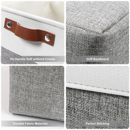 Bagnizer Storage Bins Large Fabric Storage Baskets for Shelves 3 Pack, Decorative Linen Closet Baskets with Handles for Organizing, Shelf, Clothes, Home, Office, 15x11x9.5Inches (Grey&White)