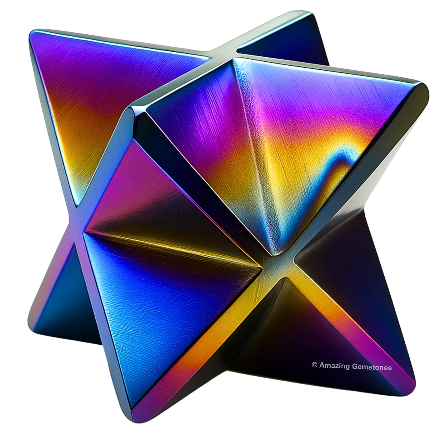 Amazing Gemstone Titanium Aura Quartz Merkaba Crystal - 1 Inches Metaphysical Merkaba Star for Meditation - Energetic Tetrahedron Crystal and Healing Stones and Healing (20-25mm)