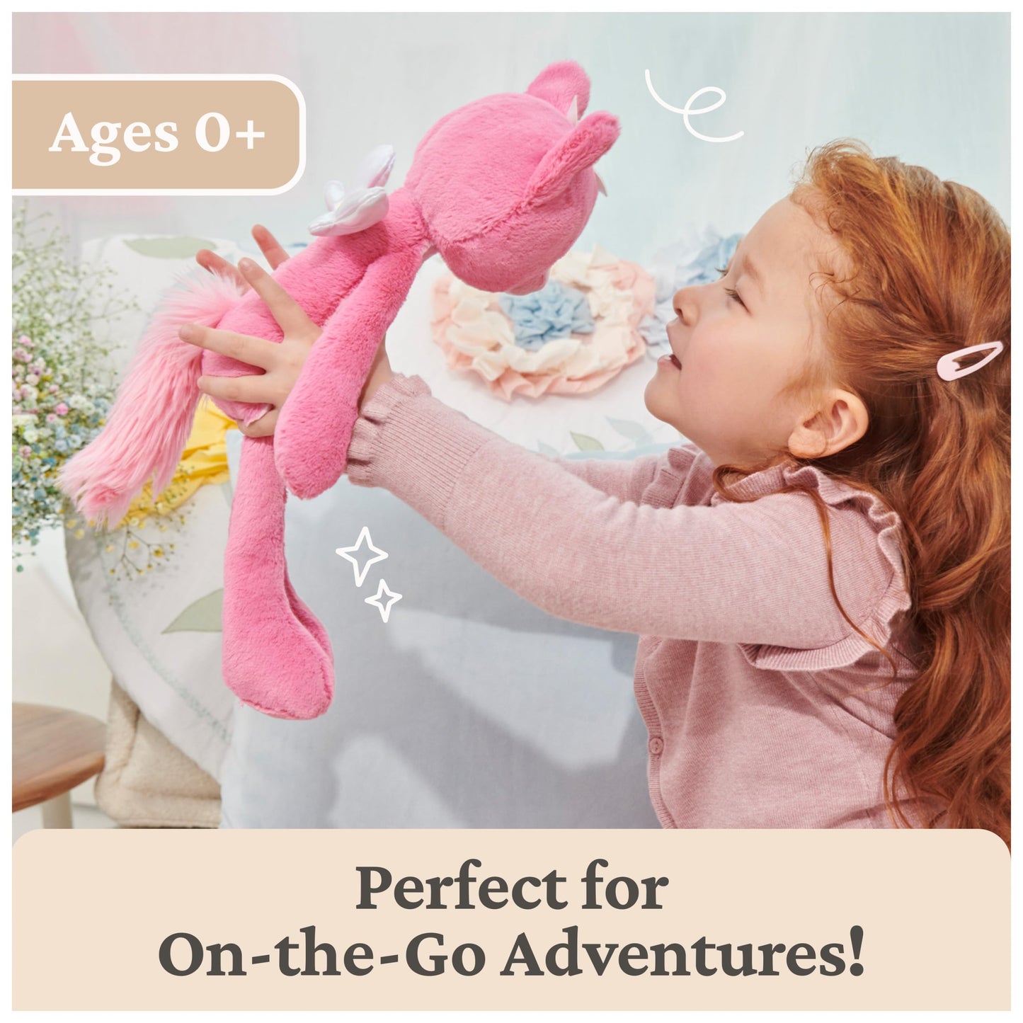 GUND Take Along Friends, Maeve Rose Fairy Cat Plush Toy, Cat Stuffed Animal for Ages 1 and Up, Pink, 15”