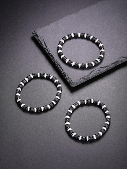 Top Plaza Triple Protection Bracelet for Men Lava Rock Stone Hematite Bracelet Natural Handmade Gemstone Beaded Bracelets Balance Meditation Jewelry Christmas Gifts