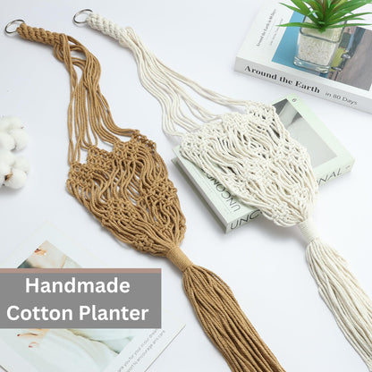 Shineloha 2 Pack Macrame Planter Hanger for up to 8" Pot, Indoor Hanging Planter | Plant Hanger Indoor, Hanging Plants Holder Basket | No Plant or Pot Included