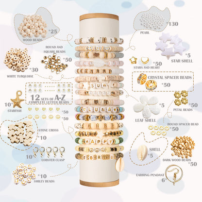 Lynnmos Clay Beads 8000 Pcs 2 Boxes Bracelet Making Kit - 24 Colors Polymer Clay Beads for Bracelet Making Set - Heishi Disc Beads for Jewelry Making kit with Charms and Gift Pack for Girls