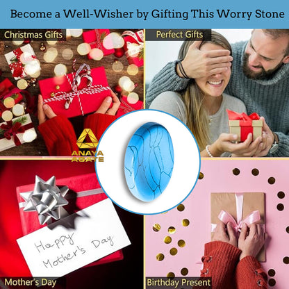 Anaya Agate Turquoise Howlite Worry Stones Certified Crystal Thumb Worry Stone for Anguish, Relaxing and Soothing Balance Stones for Meditation, Stress Relief Crystals and Healing Stones for Men Women