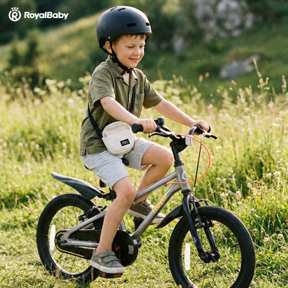 RoyalBaby EZ Fride Kids Bike, Lightweight Aluminum 2-in-1 Balance to Pedal Bike with One-Key Switch, 16 Inch for Age 4-7 Years, Gray