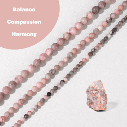 Raicegs 100pcs 8mm Pink Zebra Jasper Beads Natural Gemstone Beads Round Loose Beads for Jewelry Making DIY Bracelets Necklace