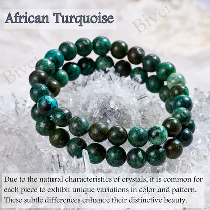 African Turquoise - Evolution - 8mm Beaded Bracelets for Women Handmade Semi Precious Natural Stone Stretch Elastic Jewelry Yoga Protection Gifts