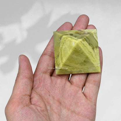 Amazing Gemstone Serpentine Pyramid Crystal Healing Stones - 2" Great Pyramid Figurine of Natural Stone Pyramid for Meditation, Reiki, Chakra Balancing and Crystal Pyramids Grid