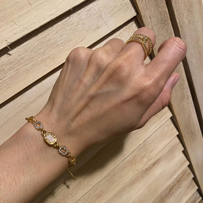 Women's Link Bracelets Dainty Adjustable Bracelets for Women Rhinestone Wedding Jewelry Yellow Gold