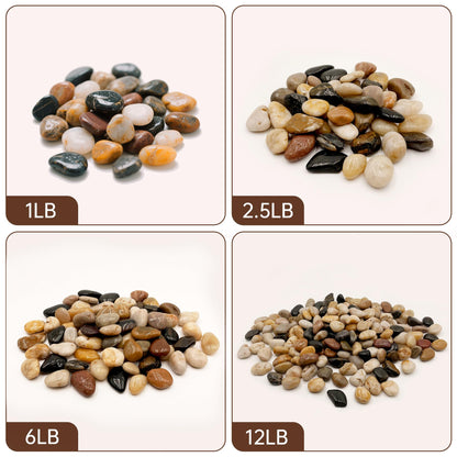 RITOLLO 12 lb River Rocks Pebbles for Indoor Plants 3/8-1 Inch Natural Aquarium Gravel Decorative Fish Tank Rocks Garden Landscaping Decor