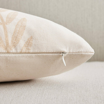 YZJZEDS 100% Cotton Farmhouse Leaves Throw Pillow Covers Set of 2, 18x18 Inch Mixed Beige Pastoral Decorative Print Cushion Covers for Sofa Bed Living Room Home Decor
