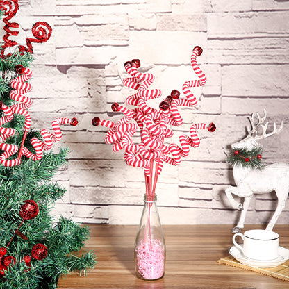 ZHANYIGY 4PC Set Red/White Christmas Tree Decoration Woolen Bells Curly Pick, Christmas Ornaments Home Office Party