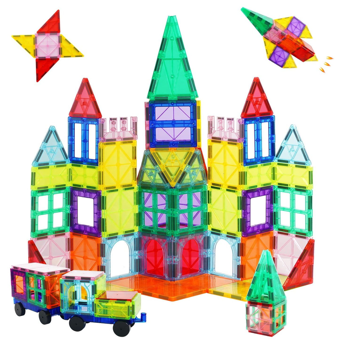 Cutedeer 108 Piece Magnetic Tiles, Magnet Building Blocks Set for Kids Toddlers, STEM Construction Toys with Gift Box for All Ages Boys Girls