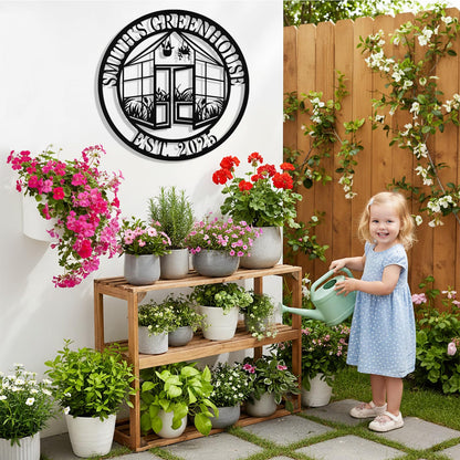 Custom Greenhouse Garden Signs, Personalized Metal Garden Signs for Outside, Customized Metal Sign Wall Decor Art for Potting Shed, Flowers Vegetable Garden Greenhouse