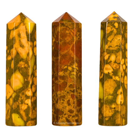 Amazing Gemstone Fruit Jasper Crystal Points Bulk Healing Crystals - Pack of 3 Single Terminated Healing Wand Point Bulk Crystals for Crafts,Crystal Grid,DIY Work - Premium Crystals - Beginners Gift