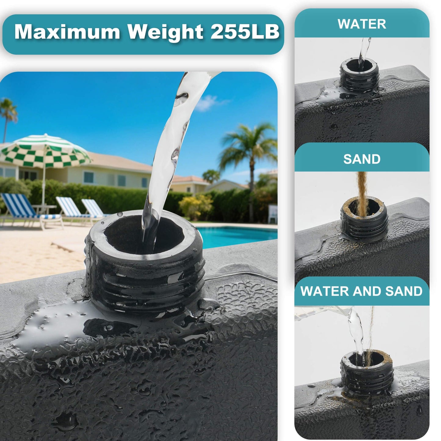 FLAME&SHADE 256lb 4 Pieces Base Stand Weight Set for Outdoor Patio Cantilever Offset Umbrella, Black