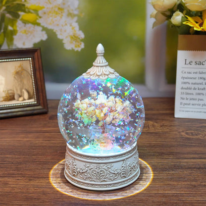Citrine Jasper Healing Crystal Tree Globe with Colorful Lights and Sparkling Glitter, Natural Gemstone Base, Spiritual Meditation, Positive Energy Good Luck, Home Decor, Birthday Gifts (Citrine)