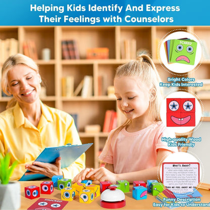Garybank Feelings Cube Game for Kids Social Emotional Learning, W/56 Emotion Cards, Autism Speech Therapy Materials & Activities, School Counselor Office Must Haves, Feeling Toy for Kids
