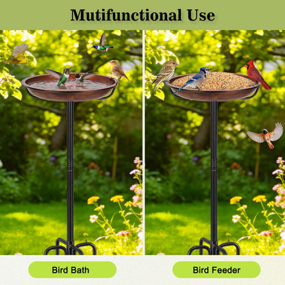 Gtongoko Metal Bird Bath for Outside Heavy Duty, 29 Inch Bird Feeder Birdbaths for Outdoors, Garden Bird Bath Bowl with 5-prongs Base